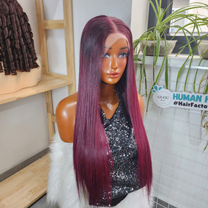 Peluca sin pegamento de lujo 100% vietnamita de 20 pulgadas, color burdeos personalizado, cabello humano virgen, productos capilares naturales para mujeres negras - Product Image 2