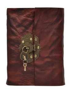 Handmade Genuine Leather Journal Notebook Spiral Bound with Saddle Stitching <b>Padlocked</b> Diary Book Secure Lockable Journal - Product Image 2