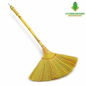 Balai à herbe SMS traditionnel avec manche en plastique, fibres naturelles, poils moyens, durable, écologique, style classique, pour sols extérieurs - Product Image 2