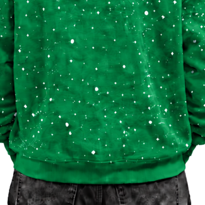 Sweat-shirt à capuche pour homme personnalisé, imprimé vert émeraude moucheté, en molleton épais, coupe oversize, style streetwear décontracté, avec cordon de serrage - Product Image 5