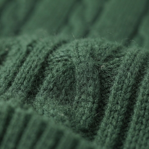 <b>Custom</b> Letters Women Knitwear Cable Knit V Neck Cardigan Winter Dark Green Solid Color Embroidered Logo Pullover Closure Pockets - Product Image 5
