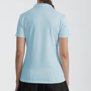 เสื้อโปโลผู้หญิงสีฟ้าอ่อน แขนสั้น ผ้าถัก สวมใส่สบาย ระบายอากาศได้ดี ดีไซน์สีพื้น - Product Image 6