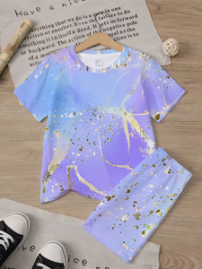 Ensemble jupe et haut athleisure d'été pour filles, haute qualité, avec étiquette personnalisée, motif uni en coton, manches courtes, couleurs personnalisables - Product Image 5