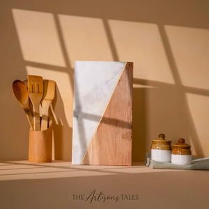 Planche à découper en marbre et en bois de qualité supérieure, élégante planche à découper pour la préparation des aliments, le service et la décoration élégante de la cuisine - Product Image 2