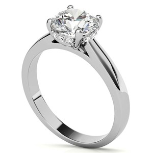 Anillo de Compromiso Premium con Moissanita de Corte Brillante Redondo de 1.3 Quilates, Anillo de Propuesta de Oro Blanco Sólido de 10K con Halo Oculto, Anillo de Boda - Product Image 4