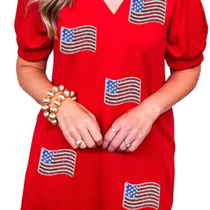 Robe d'été décontractée sans manches pour femme, coupe classique, motif 4 juillet, tenue à thème de la fête nationale des États-Unis, avec des patchs à paillettes sur le devant - Product Image 5