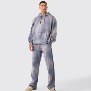 Ensemble de survêtement surdimensionné en graphite pour homme, personnalisé OEM, avec sweat à capuche en molleton de coton de qualité supérieure et pantalon de survêtement à jambes larges - Product Image 1