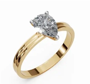 Bague double solitaire Persephone Pear avec diamant de laboratoire en or jaune, rose et blanc 9kt, 14kt ou 18kt, 0,30 carat, gemme durable - Product Image 5