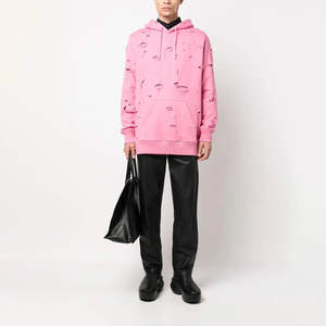 Nouveau Sweat à Capuche Homme Tendance Uni Manches Longues Logo Imprimé Oversize 2025 Pull Déchiré 100% Coton Tissu Confortable - Product Image 6