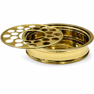 Deluxe Gold Plated Stainless Steel Round <b>Buffet</b> Platter Lid Polished Metal Multifunctional Serving <b>Tray</b> for Catering Display - Product Image 2