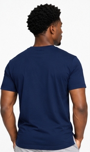 <b>Men's</b> <b>Navy</b> <b>Blue</b> Short Sleeve <b>T</b>-<b>Shirt</b> O-Neck Regular Fit Casual Knitted Cotton Solid Color Blank Design - Product Image 2