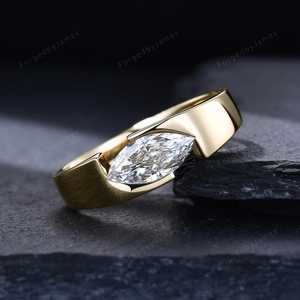 Anillo Moderno de Oro Sólido de 14K con Diamante Marquise de 1.00CT Cultivado en Laboratorio, Diseño Flotante con Espacio Abierto, Joyería Fina para Regalo de Compromiso para Ella - Product Image 3