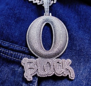 Colgante de Moissanita Número 0 Personalizado, Plata de Ley 925, Letra Burbuja con Incrustaciones de Diamantes, Joyería Hip Hop Unisex para Uso Diario - Product Image 3