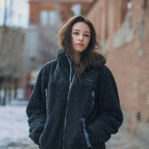 เสื้อแจ็คเก็ตเชอร์ปาคุณภาพสูง ซิปแบบเต็มตัว กระเป๋าผ้าซาติน บุขนเฟลซสำหรับผู้หญิง - Product Image 1