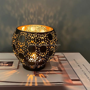 White Round Die Cut <b>Lantern</b> Votive Candle Holder with Interior <b>Copper</b> Finish for Hom Decor Other Event Festivals - Product Image 5
