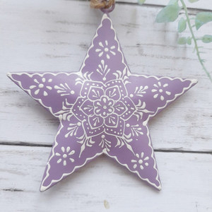 ที่แขวนต้นคริสต์มาสตกแต่งหัวใจโลหะเคลือบแบบชนบทสีม่วงแบบปรับแต่งได้มาใหม่ - Product Image 4