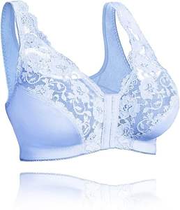 Womens Plus Size Sports <b>Bra</b> <b>Front</b> <b>Closure</b> Wirefree Breathable Lace Design - Product Image 3