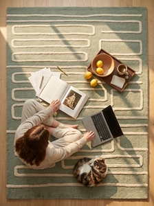 Luxury Tufted Geometric Wool Rug Contemporary Maze Pattern Handmade Carpet with Latex Backing Eco-Friendly <b>for</b> Modern Interiors - Product Image 2