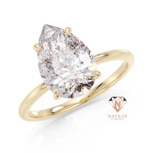 Bague de fiançailles Navkar en argent sterling avec moissanite taille poire, sertie de griffes en or jaune, bijou classique pour femme - Product Image 1