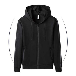 Survêtement unisexe en molleton noir pur, grande taille, avec logo personnalisé, style streetwear pour hommes adultes - Product Image 2