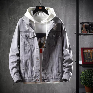 Blouson Bomber en Jean Délavé Vintage pour Homme, Veste Décontractée Tendance, Blouson de Baseball en Jean Personnalisé pour Homme, Veste Streetwear Zippée - Product Image 4