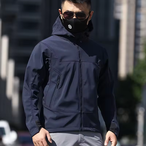 Cross Border Wholesale Men's Outdoor Hooded Softshell <b>Jacket</b> Windproof <b>Fleece</b> <b>Lined</b> Thick Polyester Streetwear Autumn Coat - Product Image 4