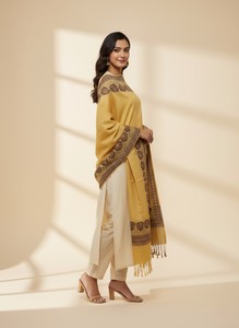 Chal de Pashmina Acrílico con Estampado Floral Amarillo para Mujer, Bufanda de Invierno, Moda Musulmana, Envoltura Cálida y Agradable para la Piel - Product Image 2