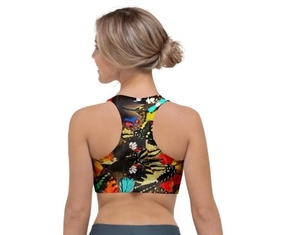 Soutien-gorge de sport dos nageur pour femme avec imprimé papillon, maintien moyen, haut de yoga respirant en Spandex et Polyester sans couture - Product Image 5