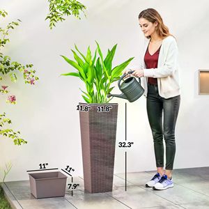 Set Moderno di 2 Vasi per Fiori in Plastica PP Alta Qualità, Impilabili, con Fori di Drenaggio per Giardini di Hotel e Piante da Interno - Product Image 3