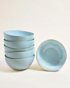 Bol à dessert en céramique bleu ciel minimaliste, texture mouchetée, design incurvé lisse, robuste, sans danger pour les aliments, idéal pour les repas quotidiens - Product Image 5