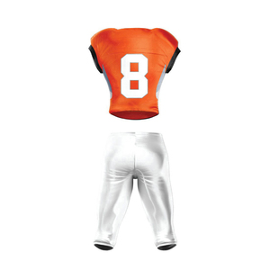 Ensemble de maillot de football américain pour hommes, orange, 8, pantalon blanc, maille sublimée, ajusté, manches courtes, toutes saisons, respirant, 100% polyester - Product Image 3