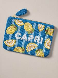 Porte-monnaie carré perlé fait main à motif agrumes (orange, citron, citron vert) avec fermeture éclair, tendance pour usage quotidien - Product Image 2