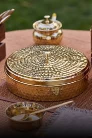 Boîte à épices en métal doré au design martelé, élégante, pour comptoir de cuisine, organisateur de table à manger et de qualité supérieure - Product Image 4