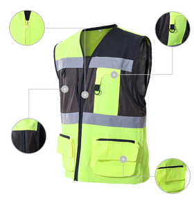Gilet de sécurité haute visibilité réfléchissant, vêtement de travail en polyester unisexe, uniforme d'été pour agents de sécurité, design à panneaux en maille, multifonctionnel - Product Image 6