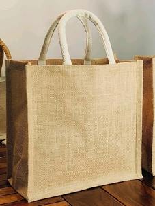 Sac fourre-tout en jute rayé de qualité supérieure pour femmes, logo imprimé personnalisé, sac de transport réutilisable pour les fêtes - Product Image 3
