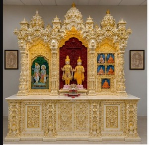 Big Swaminarayan Teak Wood Mandir For Home <b>Hand</b> Carved Wooden Hindu Temple for Home & Office Wholesale Indian Pooja Ghar Mandir - Product Image 3
