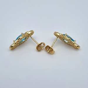 Pendientes de Topacio Azul Natural, Plata de Ley 925, Chapados en Oro de 14k, Hechos a Mano, Sin Níquel, Joyería Fina para Mujer, para Fiestas - Product Image 2