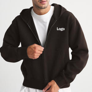 เสื้อฮู้ดซิปเต็มตัว แขนยาว ผ้าฟลีซ สีพื้น สำหรับผู้ชาย เสื้อแจ็คเก็ตฤดูหนาว บริการ OEM มีกระเป๋า ผ้าฝ้าย 100% - Product Image 1