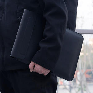 Waterproof Genuine Leather <b>Computer</b> Laptop Sleeve <b>Bag</b> PU Leather Carrying Messenger <b>Bag</b> Stand Holder for Business - Product Image 5