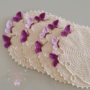 Romantic Elegant Crochet Butterfly Placemat Handmade Cotton Oval <b>Table</b> Mat Beautiful Dining <b>Table</b> Decor Home <b>Kitchen</b> Accessory - Product Image 4