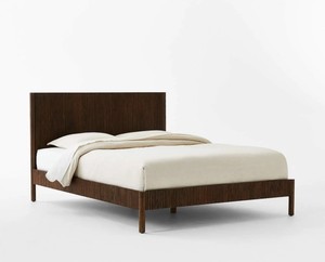 Minimalist <b>King</b> <b>Bed</b> Frame Wood Fluted Design Handmade Solid Wood Bedstead Natural Finish Ftuted <b>Headboard</b> - Product Image 3