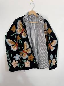 Wholesale Handmade Butterfly Suzani Embroidery <b>Velvet</b> ODM Lightweight <b>Jacket</b> Boho Vintage Open Front Winter <b>Women</b> Coat - Product Image 5