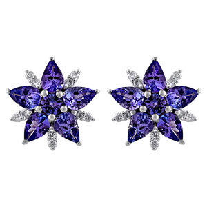 Pendientes de Diamante y Tanzanita en Plata de Ley 92.5 KLST-30834 - Product Image 1