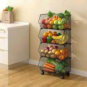 Panier de rangement moderne en fil métallique noir avec poignées, organisateur de placard durable pour la maison - Product Image 6