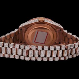 Nouvelle montre pour homme de style hip-hop, cadran marron, chiffres romains, sertie de diamants en moissanite, avec fonctions de date et de jour automatiques, tendance - Product Image 3