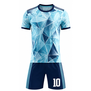 High Quality Quick Dry <b>Soccer</b> Wear Blue/Navy crystal patter Professional Football Uniform - Training Team Wear - Product Image 1
