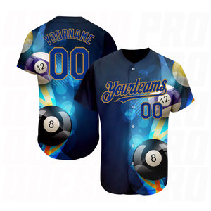 Camiseta de Béisbol Auténtica Personalizada con Diseño de Patrón 3D en Negro, Dorado Real y Dorado Viejo - Product Image 1