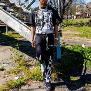 Nouvelle collection 2025 : Ensemble jogging personnalisé délavé à l'acide, T-shirt court ample imprimé à manches courtes effet soleil délavé, coupe évasée, grandes tailles pour l'automne - Product Image 4