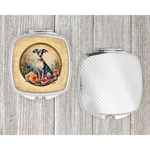Lévrier italien Fleurs Miroir de maquillage de voyage compact Cadeau design pliable pour femmes et filles - Product Image 4