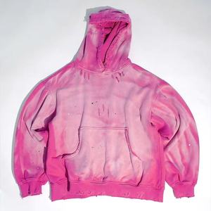 Sweat-shirt à capuche rose tie-dye personnalisé pour homme, manches régulières, pull tricoté, couleur dégradée automne, style non doublé - Product Image 5